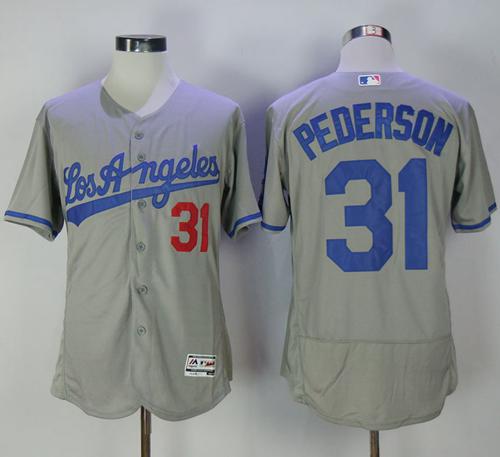 Dodgers #31 Joc Pederson Grey Flexbase Authentic Collection Road Stitched MLB Jersey